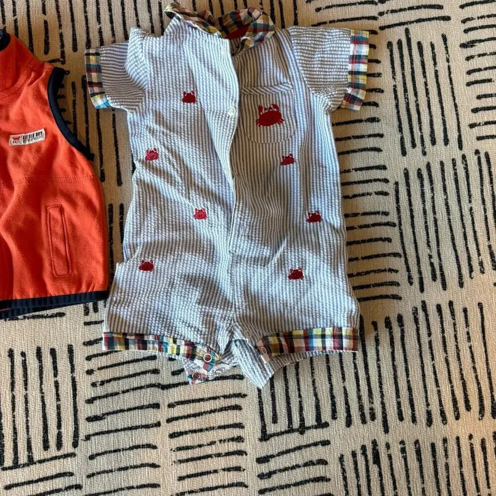 Baby Clothing Set with Graphic Rompers and Vest 9 Month